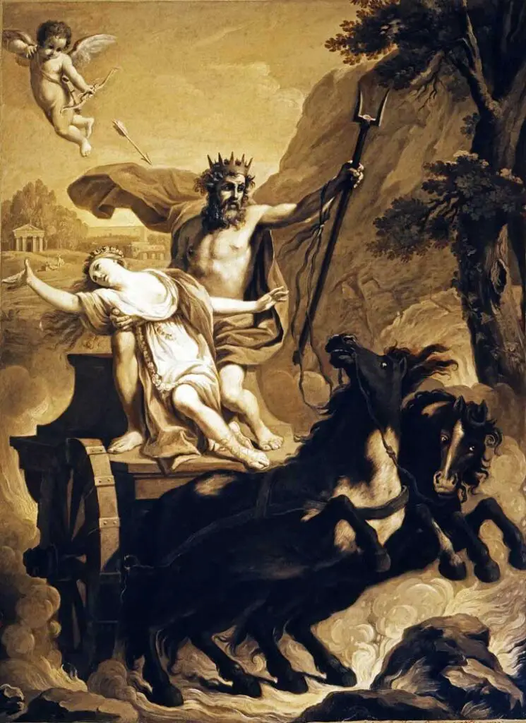 Hades carrying Persephone off to the underworld